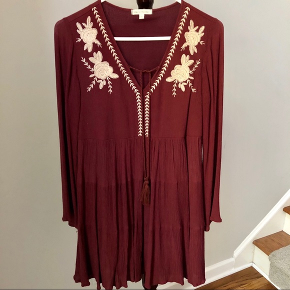 Stevie Hender Dresses & Skirts - Shop Stevie Hender Burgundy Embroidered Dress